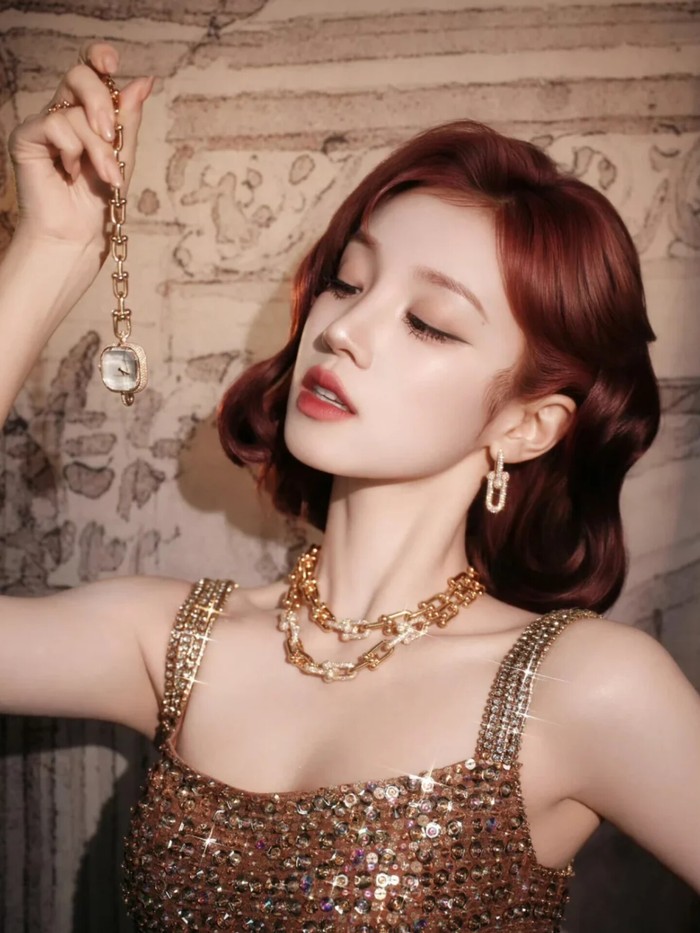 Di salah satu hasil pemotretan, Yuqi memamerkan koleksi perhiasan brand yakni Tiffany HardWear Watch yang terinspirasi dari gelang klasik di tahun 1962 dengan menampilkan berlian dan mutiara di tengah desain ramping./ Foto: allkpop.com