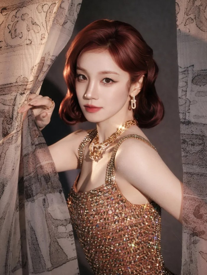 Koleksi Tiffany HardWear lainnya yang dikenakan Yuqi dalam potret perdananya sebagai brand ambassador adalah kalung emas berkilauan yang disusun dari rantai untuk merepresentasikan kekuatan dan ketahanan abadi./ Foto: allkpop.com