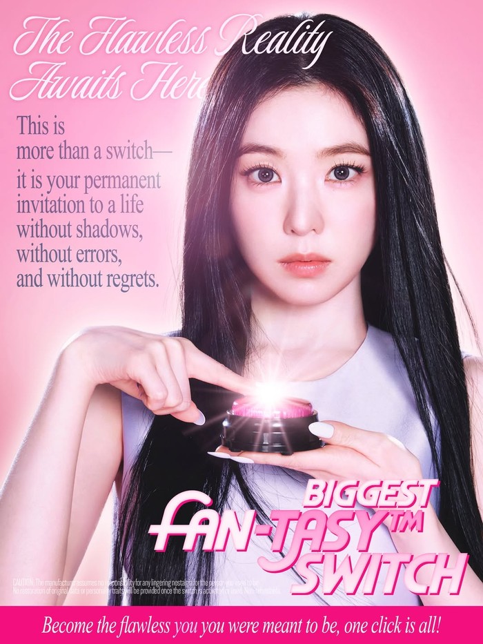 Biggest Fan-tasy Switch merupakan sebuah produk ajaib dimana penggunanya cukup menekan tombol merah muda untuk mengubah realita menjadi dunia fantasi yang diimpikan tanpa kendala apapun maupun penyesalan di kemudian hari./ Foto: instagram.com/smtown