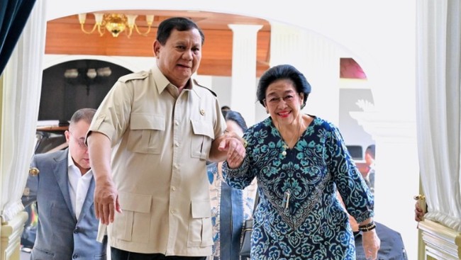 Presiden Prabowo Subianto buka suara soal kunjungan Presiden kelima Indonesia Megawati Soekarnoputri di Istana Merdeka, Kamis (19/3).
