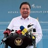 Menteri Koordinator bidang Perekonomian Airlangga Hartarto memberikan keterangan dalam konferensi pers di Kompleks Istana Kepresidenan, Jakarta, Kamis (19/3/2026). (ANTARA/HO-Badan Komunikasi Pemerintah RI)