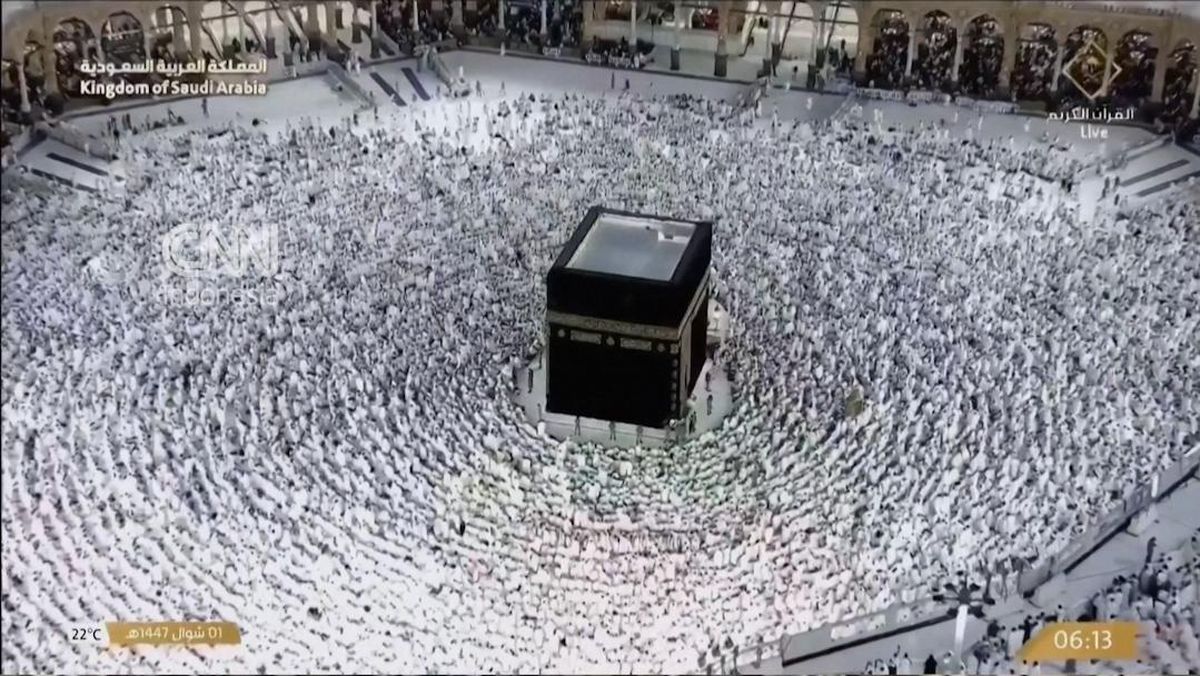 Momen Salat Idulfitri di Masjidil Haram