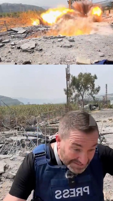 Detik-detik Jurnalis Rusia Nyaris Kena Roket Israel di Lebanon