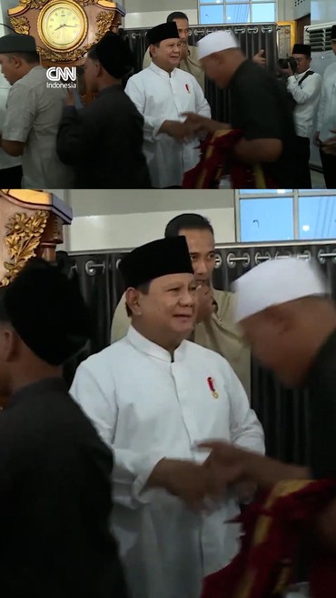Momen Prabowo Halalbihalal Bareng Warga usai Salat Id di Aceh Tamiang
