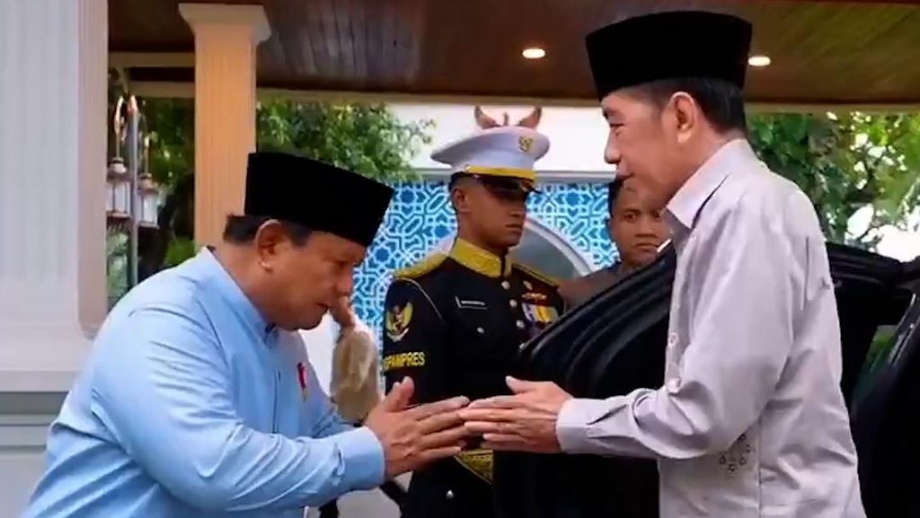 Hangat Silahturahmi Idulfitri Prabowo dan Jokowi di Istana Negara