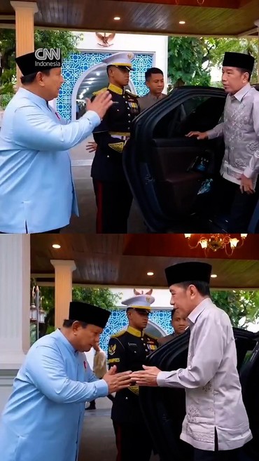 Hangat Silahturahmi Idulfitri Prabowo dan Jokowi di Istana Negara