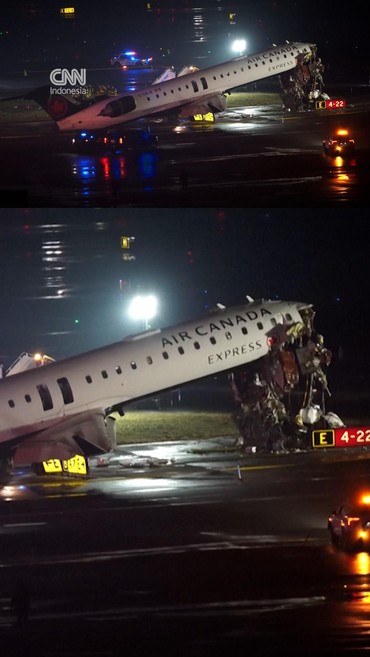 Penampakan Pesawat Usai Tabrak Truk Damkar di New York