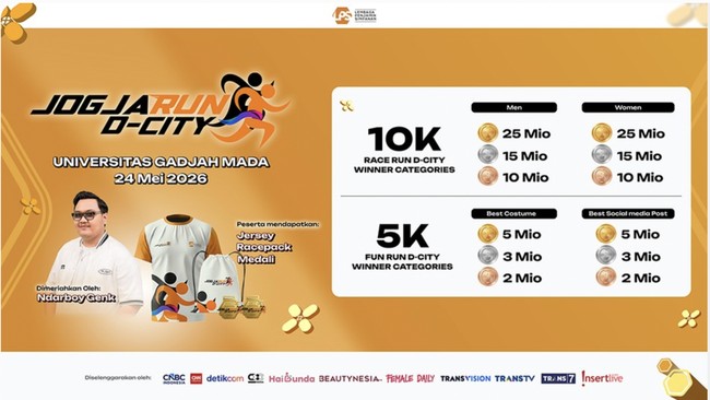 Digelar pada pekan depan, para pelari Jogja Run D-City 2026 diingatkan untuk mempersiapkan kondisi fisik dan mental, hingga perlengkapan lari yang memadai.