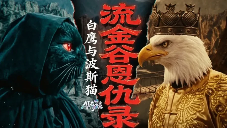 Dracin AI White Eagle vs Persian Cat buatan media pemerintah China&comma; CCTV&period;