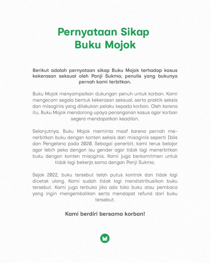 Pernyataan sikap Buku Mojok terkait kasus dugaan kekerasan seksual Panji Sukma