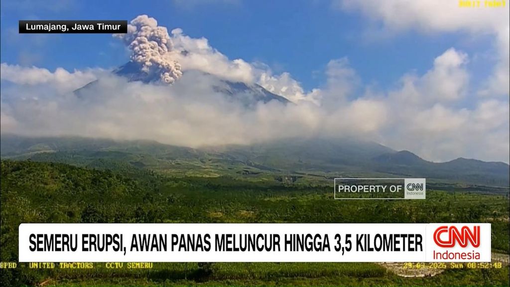 VIDEO: Semeru Erupsi, Awan Panas Meluncur Hingga 3,5 Kilometer