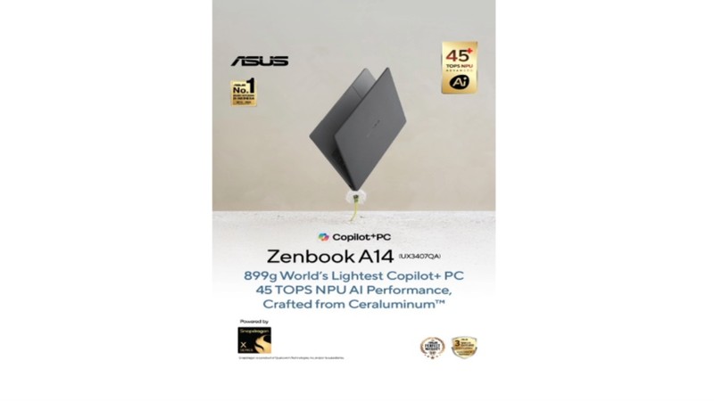 Laptop AI Terbaik 2026: ASUS Zenbook A14, NPU 80 TOPS & Baterai 33 Jam