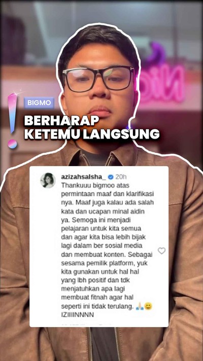 Video: Bigmo Minta Maaf, Azizah Salsha Sambut dengan Respons Positif