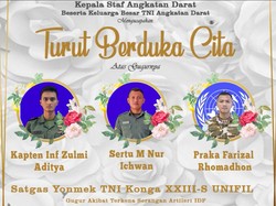 3 Prajurit TNI Gugur di Lebanon Dinaikkan Pangkatnya, Keluarga Dapat Santunan Rp 1,8 M