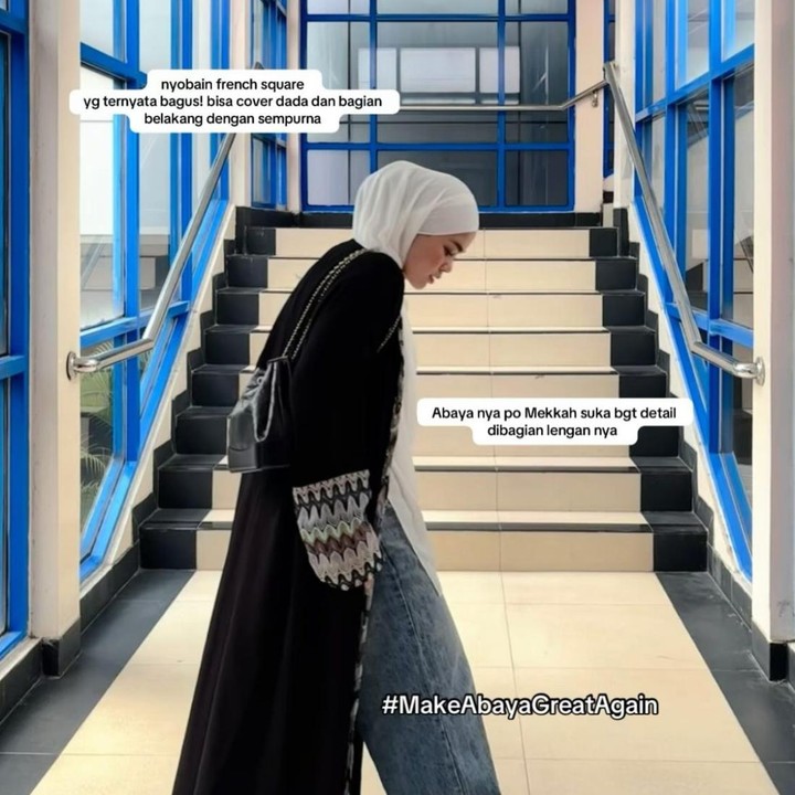 <p>Mengintip dari unggahan di Instagram, Sivia selalu tampil stylish saat bergaya OOTD. Seperti pada foto ini, ia terlihat mengenakan abaya model outer yang dipadukan dengan celana jeans serta hijab berwarna putih yang simpel. Sivia juga bercerita bahwa ini merupakan pertama kalinya ia mencoba hijab <em>model french</em> square. "Nyobain <em>french square</em> yang ternyata bagus! Bisa menutupi dada dan bagian belakang dengan sempurna. Abayanya <em>po</em> Mekkah suka banget detail di bagian lengannya," ungkap Sivia. (Foto: Instagram @siviazizah)</p>