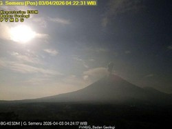 Gunung Semeru Erupsi 4 Kali Pagi Ini, Tinggi Kolom Abu Capai 1,2 Km