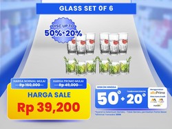 Harga Satu Set Gelas Isi 6 Cuma Rp 30.000-an di Transmart Full Day Sale