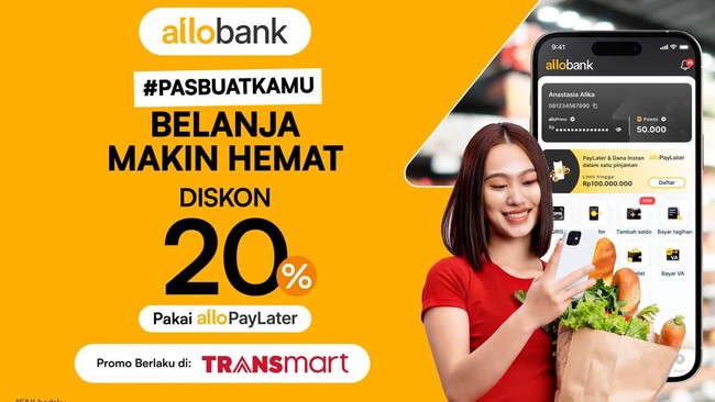 Belanja Makin Hemat di Transmart,Pakai Allo PaylaterDiskon 20%