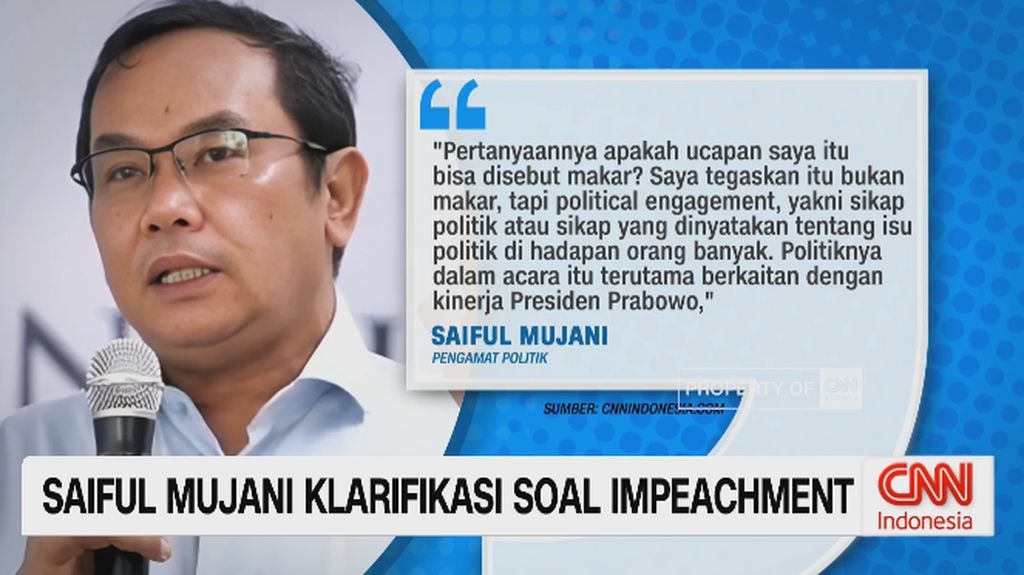 VIDEO: Saiful Mujani Klarifikasi Soal Impeachment, Bukan Ajak Makar
