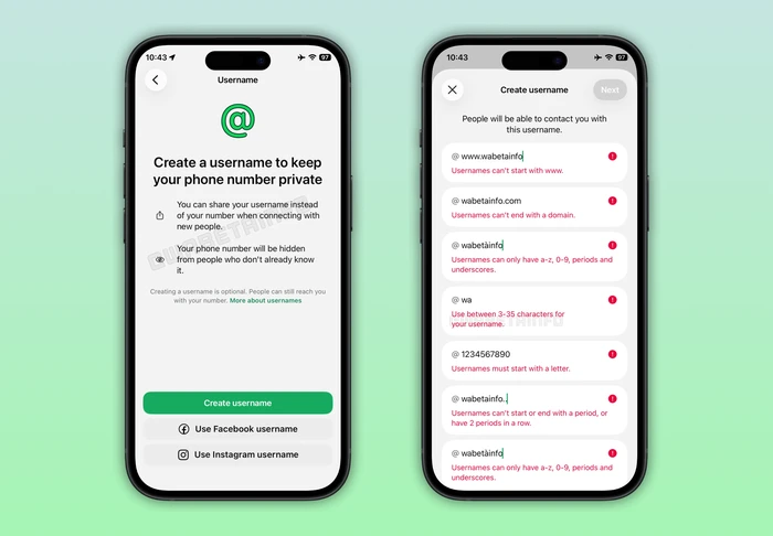 Fitur username di WhatsApp