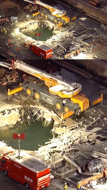 Perancah Bangunan Runtuh di Jepang, 3 Pekerja Kritis dan 1 Hilang