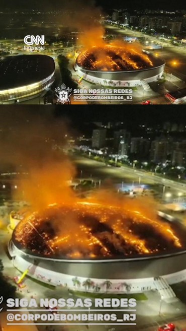 Penampakan Kebakaran di Stadion Olimpiade Brasil