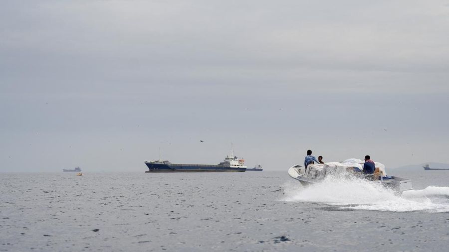 A vessel at the Strait of Hormuz, off the coast of Oman’s Musandam province, April 12, 2026. REUTERS     TPX IMAGES OF THE DAY