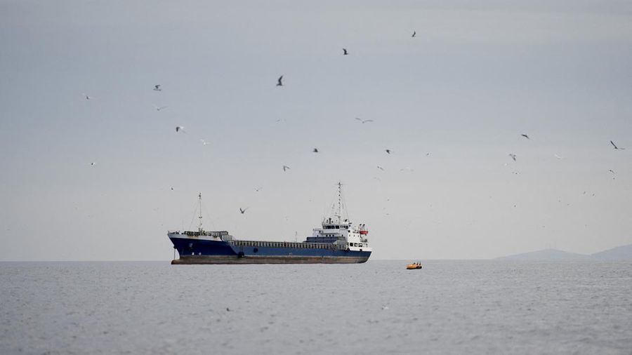 A vessel at the Strait of Hormuz, off the coast of Oman’s Musandam province, April 12, 2026. REUTERS     TPX IMAGES OF THE DAY