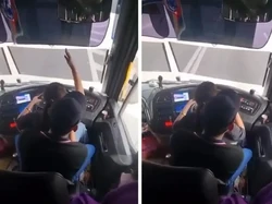 Viral Sopir Bus Nyetir sambil Pangku Wanita
