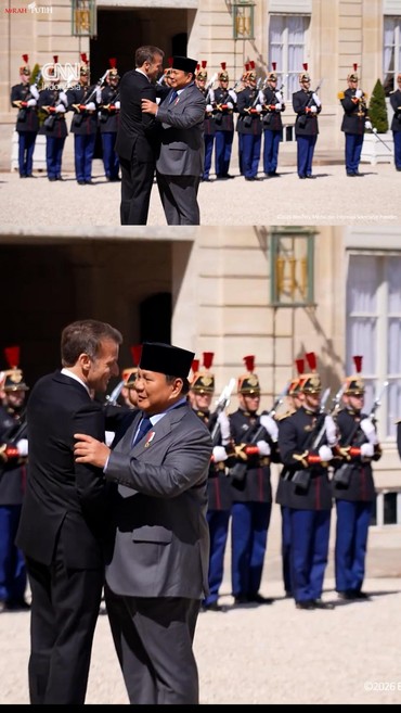 Momen Prabowo Tiba di Istana Prancis Disambut Pasukan Guard of Honor