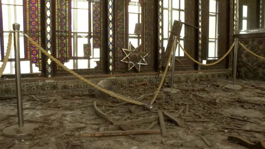 Istana Golestan nan terdaftar sebagai Situs Warisan Dunia UNESCO di Teheran dan kompleks Sa'dabad termasuk di antara situs-situs nan rusak. (Reuters TV)