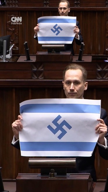 Anggota Parlemen Polandia Bentangkan Bendera Israel Bersimbol Nazi