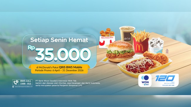 Transaksi di McDonald's, Bank Woori Saudara Kasih Cashback Rp35.000