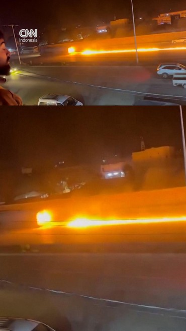 Momen Truk Tangki Terbakar Tinggalkan Jejak Api di Suriah