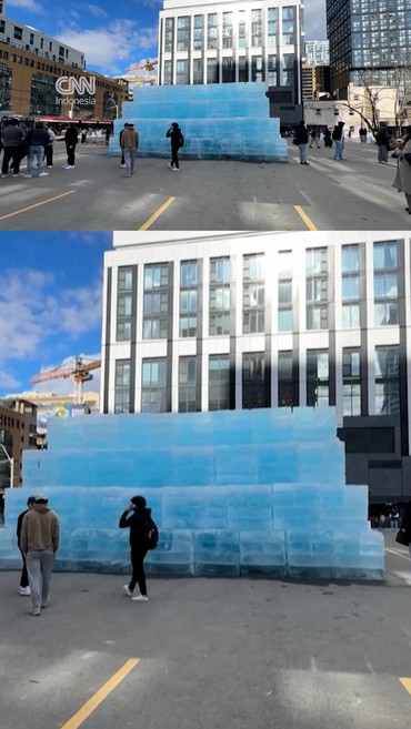 Instalasi Balok Es ICEMAN Drake Dibongkar Damkar Toronto