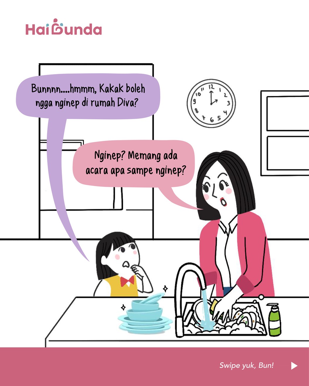 Kakak minta izin Bunda untuk menginap di rumah teman&period; Namun sayangnya&comma; Bunda merasa belum waktunya Si Kakak bisa nginap ke rumah teman&period; Gimana reaksi ayah&quest;