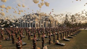 FOTO: Kim Jong Un Resmikan Monumen Pasukan Korut yang Tewas di Ukraina