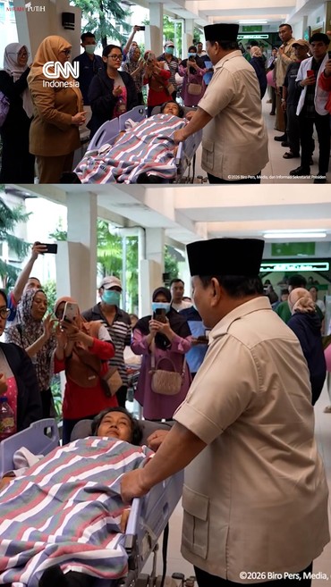 Momen Prabowo Jenguk Korban Tabrakan Kereta di RSUD Bekasi
