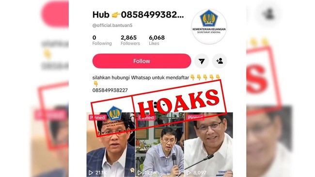 Sebar Deep Fake dan Hoaks, Kemenkeu Ingatkan Akun Tiktok Ini Palsu!