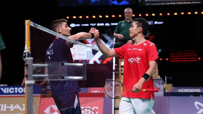 Jonatan Christie minta maaf setelah Indonesia kalah 1-4 dari Prancis di Thomas Cup 2026. Ia gagal menyumbang poin di laga pertama.