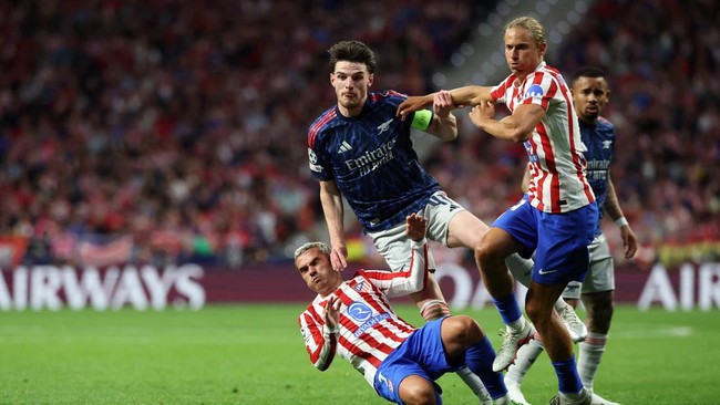 Atletico Madrid bermain imbang 1-1 melawan Arsenal pada leg pertama semifinal Liga Champions di Riyadh Air Metropolitano, Kamis (30/4) dini hari WIB.