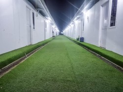 Sempat Ambles, Jalur Pedestrian di Huntara Tamiang Selesai Diperbaiki