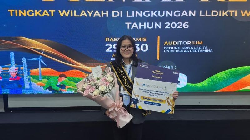Mahasiswi Universitas Pelita Harapan, Tiffney Tyara Setyoko, meraih Juara Terbaik 1 dalam ajang Pemilihan Mahasiswa Berprestasi 2026.