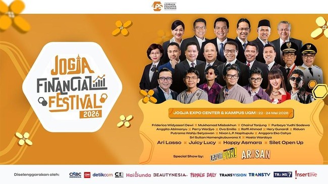 Lembaga Penjamin Simpanan (LPS) akan menggelar Jogja Financial Festival 2026 pada 22-23 Mei 2026 di Yogyakarta sebagai upaya memperkuat literasi keuangan.
