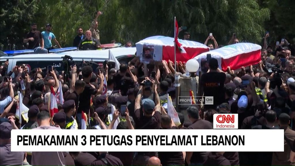 VIDEO: Pemakaman 3 Petugas Penyelamat Lebanon Diwarnai Tangis