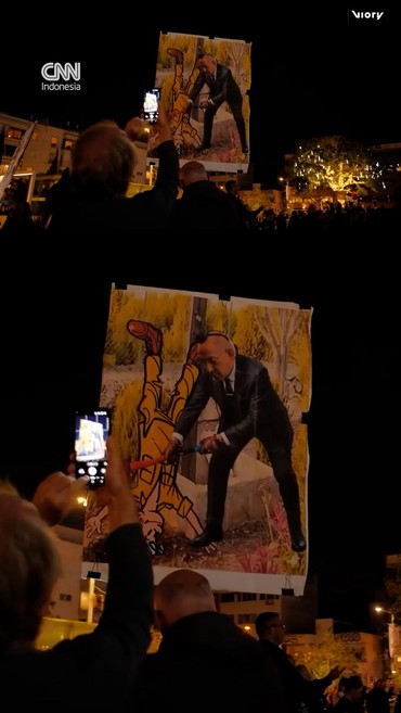 Aksi Ratusan Orang di Lapangan Tel Aviv Kecam Pemerintahan Netanyahu