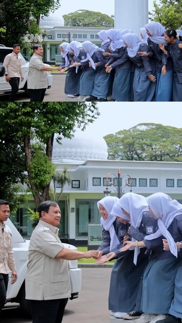 Momen Prabowo Disambut Riuh Ratusan Pelajar FOJB di Istana Merdeka