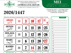 Kalender Jawa Mei 2026 Lengkap dengan Weton, Wuku, Pasaran, dan Neptu