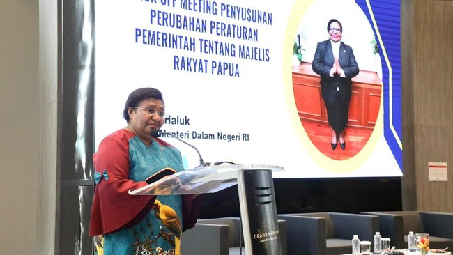 Wamendagri Ribka Haluk menekankan pentingnya penyusunan penguatan MRP dalam revisi PP Majelis Rakyat Papua (MRP).