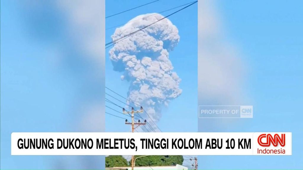 VIDEO: Gunung Dukono Meletus, Tinggi Kolom Abu 10 Km